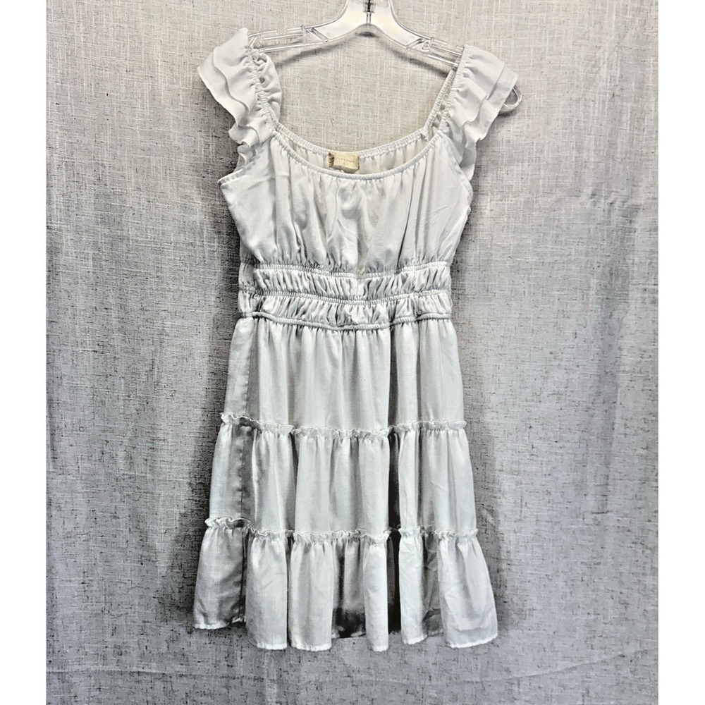 Altar'd State Tier Mini Dress Womens Small White Ruffle Smocked Cottagecore Boho